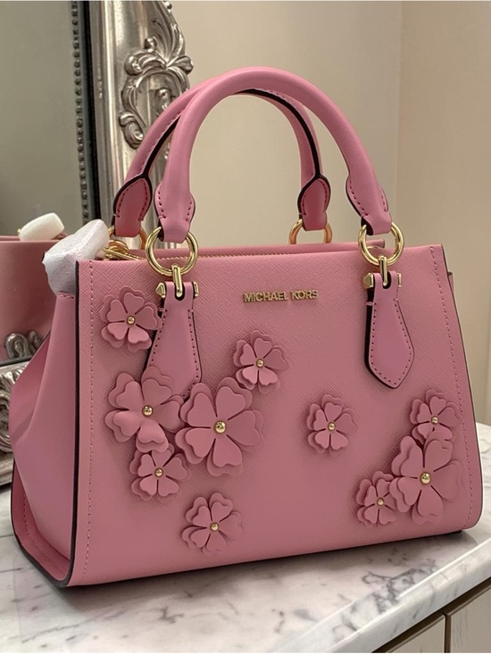 Michael Kors Handbags - Michael Kors Marilyn Small Floral Embellished Satchel Carnation color